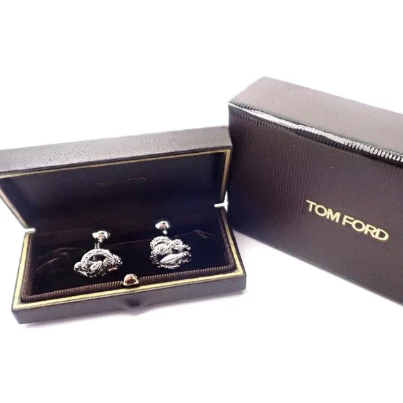 Rare! Authentic Tom Ford 18k White Gold Snake Cufflinks Box - Picture 3 of 9
